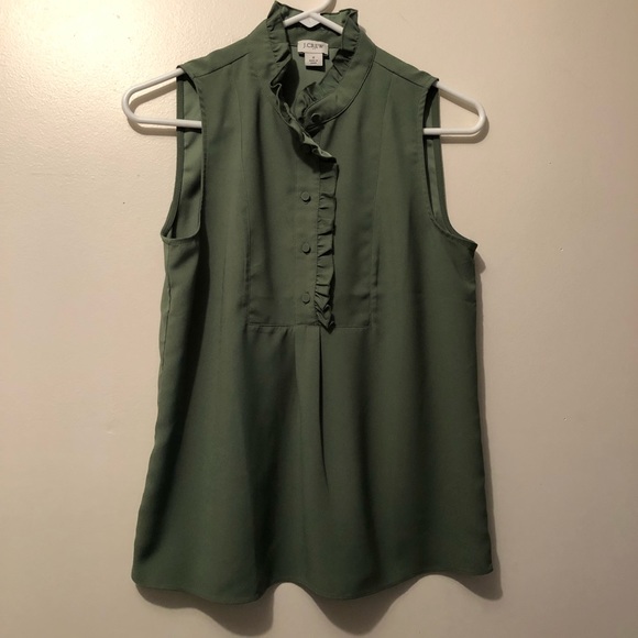 J. Crew Ruffle Trim Sleeveless crepe top blouse - Picture 3 of 6